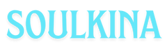 Soulkina logo in blue on a white background